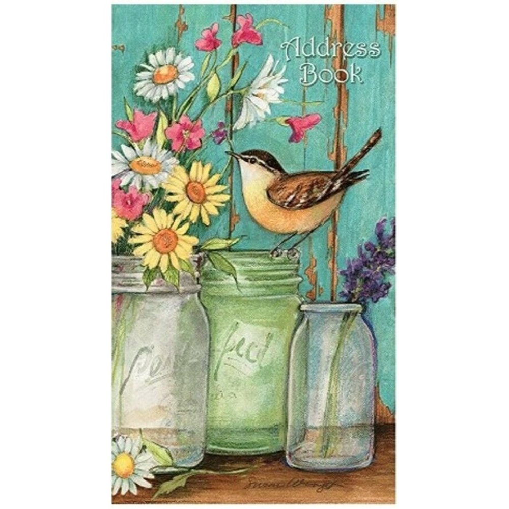LANG FLOWER JARS BIRDS Pocket Address Book w SLEEVE Bird  Artist Susan Winget